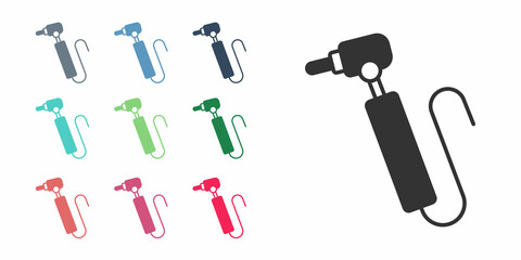 Black Tooth drill icon isolated on white background. Dental handpiece for drilling and grinding tools. Set icons colorful. Vector