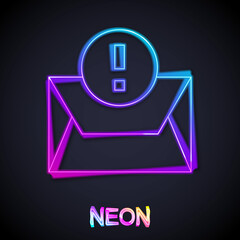 Glowing neon line Envelope icon isolated on black background. Received message concept. New, email incoming message, sms. Mail delivery service. Vector