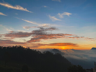Sunset sky, Beautiful landscape with twilight time in the evening	