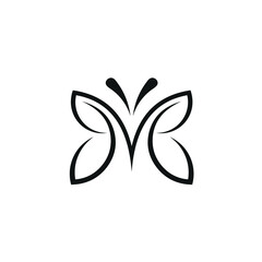 Obraz premium Initials M Butterfly and Leaves, Logo Design Inspiration
