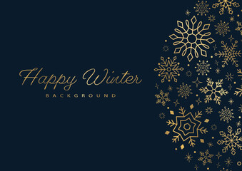 Card Design with Golden Snowflakes, Navy Background