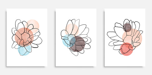 Botanical wall art vector set. Foliage line art drawing with abstract hand drawn shapes. Abstract Plant Art design for print, cover, wallpaper, Minimal and natural wall art. Vector illustration.