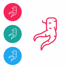Red line Ginger root icon isolated on white background. Set icons in circle buttons. Vector