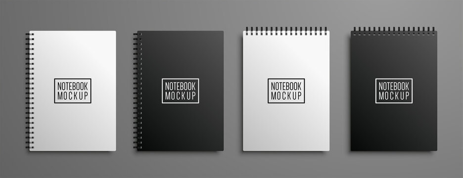 Realistic vector notebook mockup set