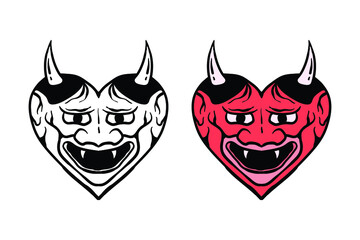 love demon illustration print on t-shirts jacket and souvenirs or tattoo Premium