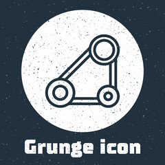 Grunge line Timing belt kit icon isolated on grey background. Monochrome vintage drawing. Vector