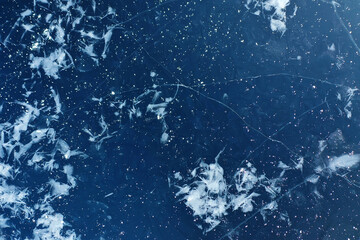 texture ice top view cracks transparent abstract background winter