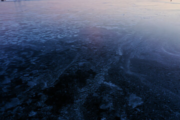 texture ice top view cracks transparent abstract background winter