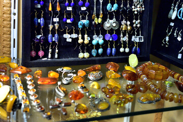 Shop of oriental earrings made of precious stones