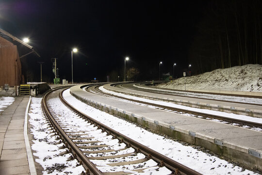 Snowy winter train station in the Czech Republic - jeseniky, lipova lazne