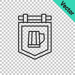 Black line Street signboard with glass of beer icon isolated on transparent background. Suitable for advertisements bar, cafe, pub, restaurant. Vector