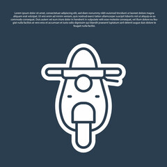 Blue line Scooter icon isolated on blue background. Vector