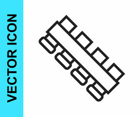 Black line Hunting cartridge belt with cartridges icon isolated on white background. Bandolier sign. Hunter equipment, armament. Vector