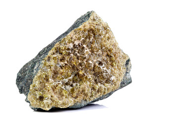 macro mineral stone grossular on a white background