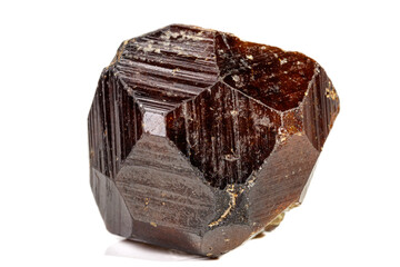 Macro stone Grossular mineral on white background