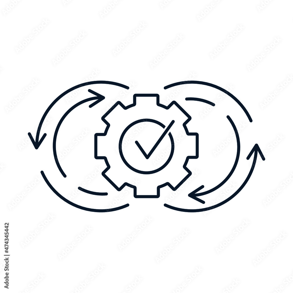 Poster a continuous stream of system improvements and updates. integration adaptation. vector linear icon i