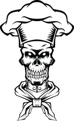 illustration vector graphic of scary skull chef perfect for tshirt tattoo design