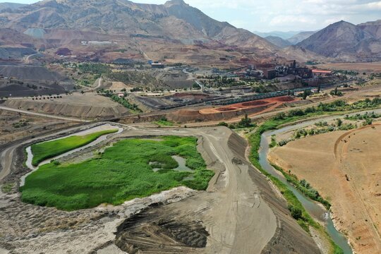 Divrigi Iron and Steel Mines Factory is located in Divrigi district of Sivas. The view of the factory taken with a drone. 