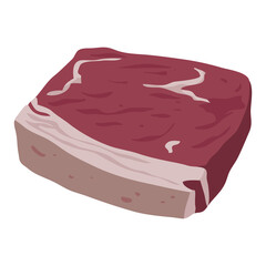 Ham, pork, steak, bacon, beef for market, restaurant. Flat style