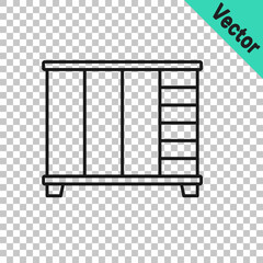 Black line Wardrobe icon isolated on transparent background. Cupboard sign. Vector