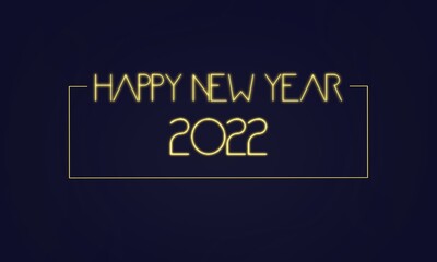 シンプルでお洒落な2022年ハッピーニューイヤー背景壁紙素材（紺色）　2022 gold happy new year on navy blue background