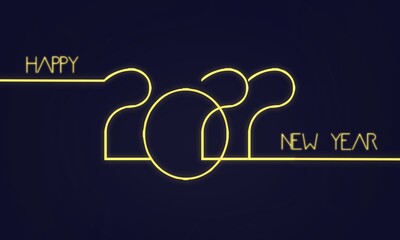 シンプルでお洒落な2022年ハッピーニューイヤー背景壁紙素材（紺色）　2022 gold happy new year on navy blue background