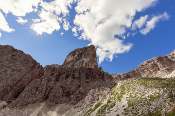 Mountain peaks of the Italian Dolomites. Natural park Puez Odle