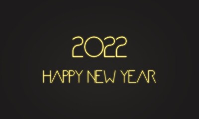 シンプルでお洒落な2022年ハッピーニューイヤー背景壁紙素材（黒）　2022 gold happy new year on black background