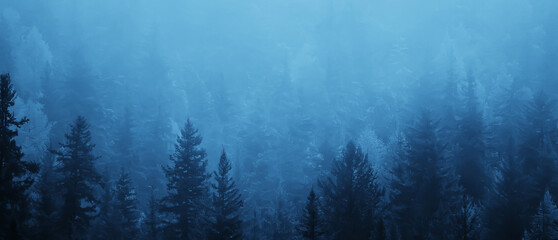 herfst mist landschap bos bergen, bomen uitzicht mist
