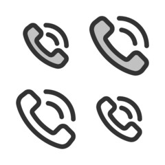 Pixel-perfect linear icon of handset while talking built on two base grids of 32x32 and 24x24 pixels. The initial base line weight is 2 pixels. In two-color and one-color versions. Editable strokes