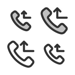 Pixel-perfect linear icon of missed call built on two base grids of 32 x 32 and 24 x 24 pixels. The initial base line weight is 2 pixels. In two-color and one-color versions. Editable strokes