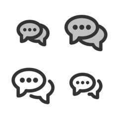 Pixel-perfect linear icon of two elliptical speech bubbles  (dialogue icon)  built on two base grids of 32 x 32 and 24 x 24 pixels. The initial base line weight is 2 pixels.  Editable strokes