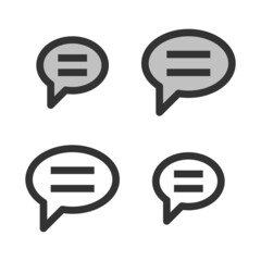 Pixel-perfect linear icon of elliptical speech bubble built on two base grids of 32 x 32 and 24 x 24 pixels. The initial base line weight is 2 pixels.  Editable strokes