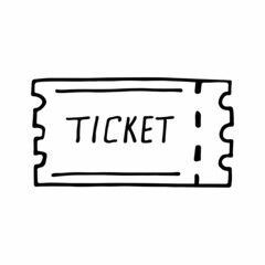 vector illustration of cinema ticket in doodle style