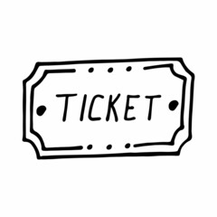 vector illustration of cinema ticket in doodle style