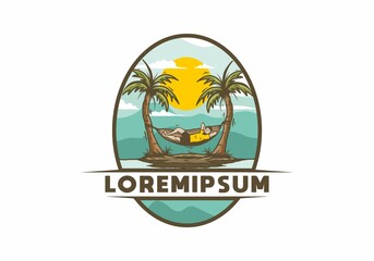 Relax in hammock illustration badge