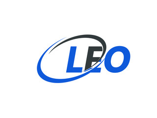 LEO letter creative modern elegant swoosh logo design