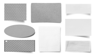 Collection of torn paper isolated on white background.
