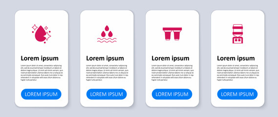 Set Water cooler, filter cartridge, drop and . Business infographic template. Vector