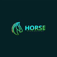 Modern head horse line art logo design. Logo colorful
