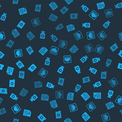 Set Clinical record, Medicine bottle, Network port cable socket and on seamless pattern. Vector