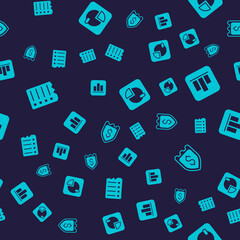 Set Shopping list, Pie chart infographic, and Shield with dollar on seamless pattern. Vector