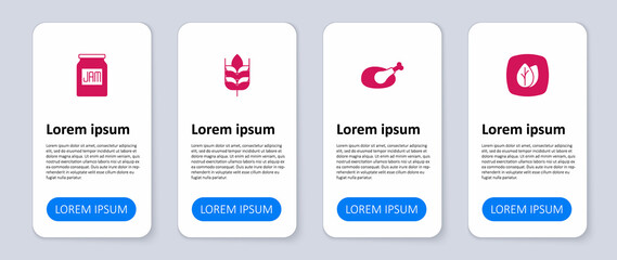 Obraz premium Set Leaf, Roasted turkey or chicken, Wheat and Jam jar. Business infographic template. Vector