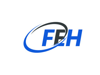 FEH letter creative modern elegant swoosh logo design