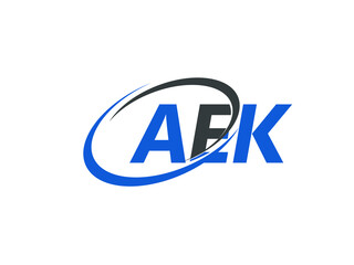 AEK letter creative modern elegant swoosh logo design