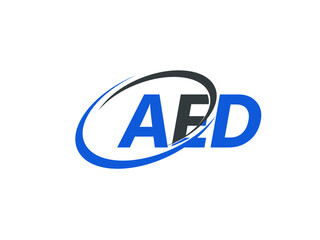 AED letter creative modern elegant swoosh logo design