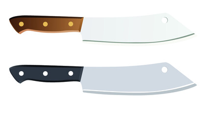 set of Large sharp cleaver knife isolated on black background, Vector illustration, chef knives, Cutlery icon set