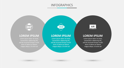 Set 360 degree view, and Augmented reality AR. Business infographic template. Vector