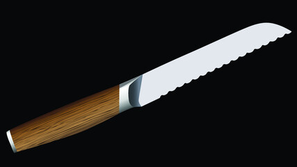 realistic kitchen knife isolated on white, Vector illustration, chef knives, Cutlery icon set, bread Knife