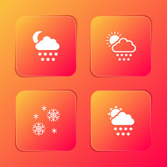 Set Cloud with snow and moon, sun, Snow and icon. Vector